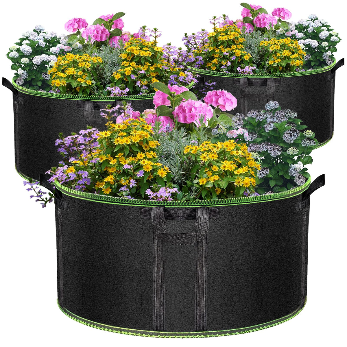 MEKOLIFE 50 gallon grow bag front view showing size and capacity benefits