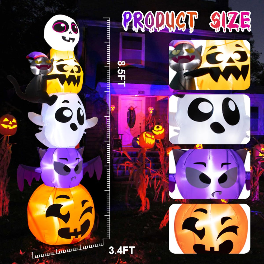 Meland lit at night with LEDs creating bright Halloween atmosphere