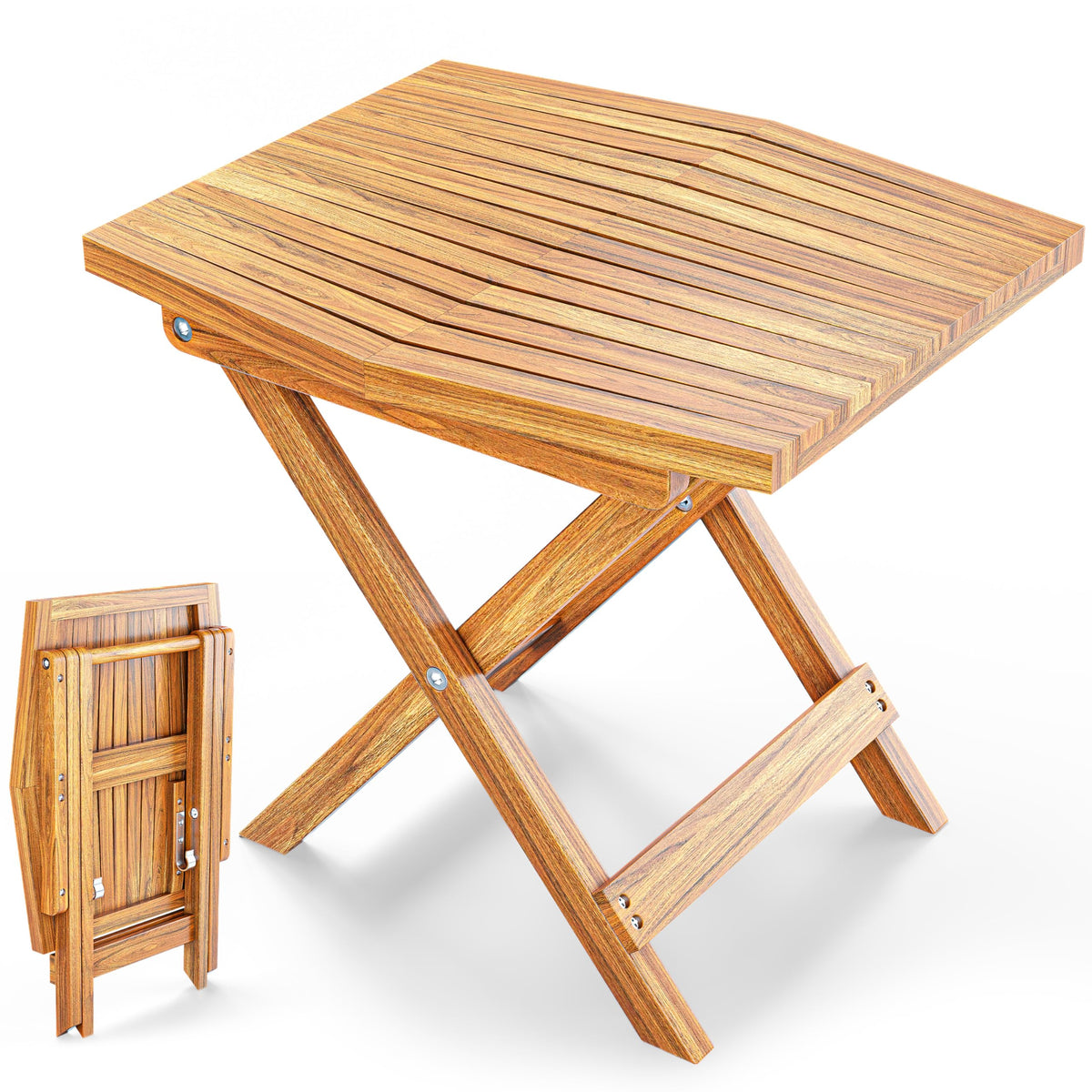 Melino side table front view showing stable surface and natural look