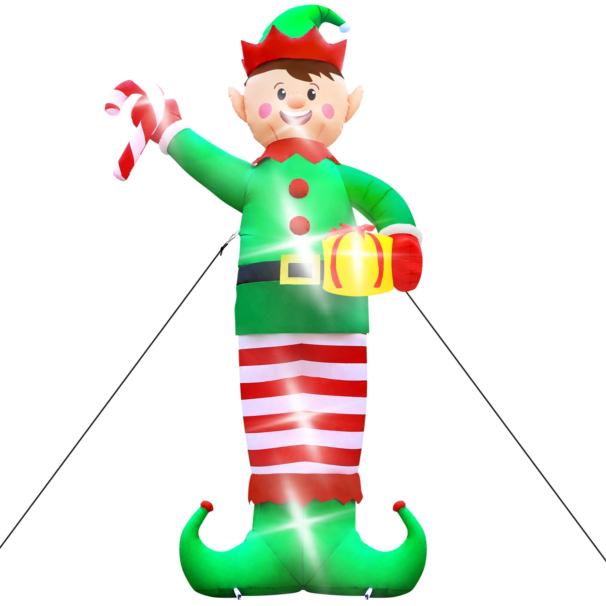 Melisheer elf displayed in front yard creating festive holiday atmosphere