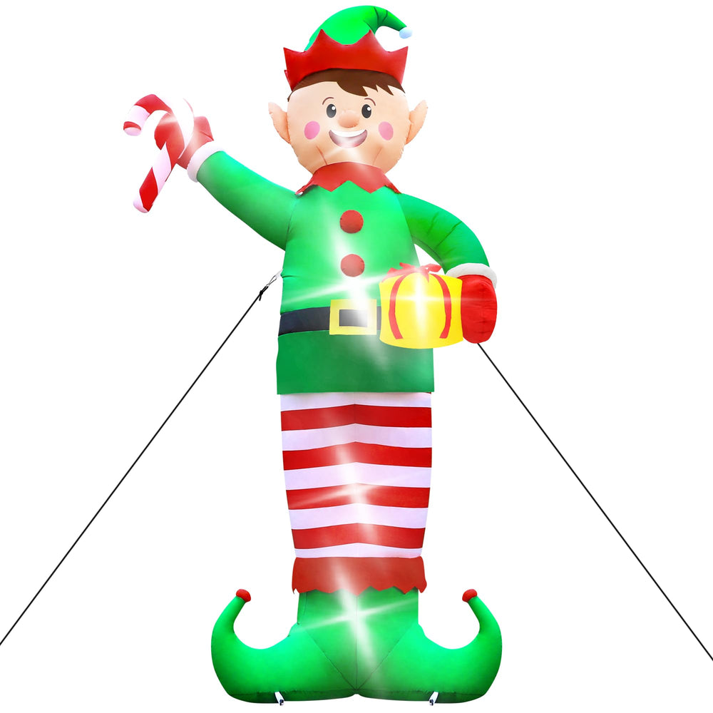 Melisheer elf displayed in front yard creating festive holiday atmosphere
