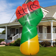Melisheer front view of 9ft Juneteenth fist for attention-grabbing yard display