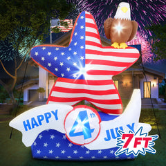 Melisheer front view of 7FT flag star and eagle, eye-catching curb appeal