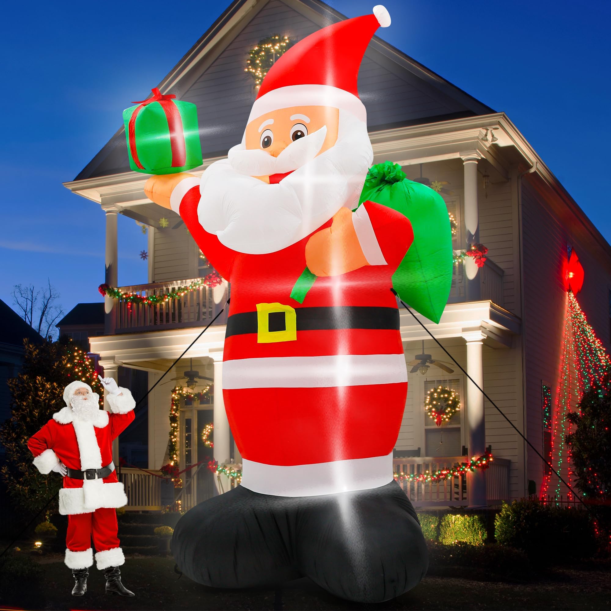 Melisheer front view inflatable Santa showing festive presence and curb appeal
