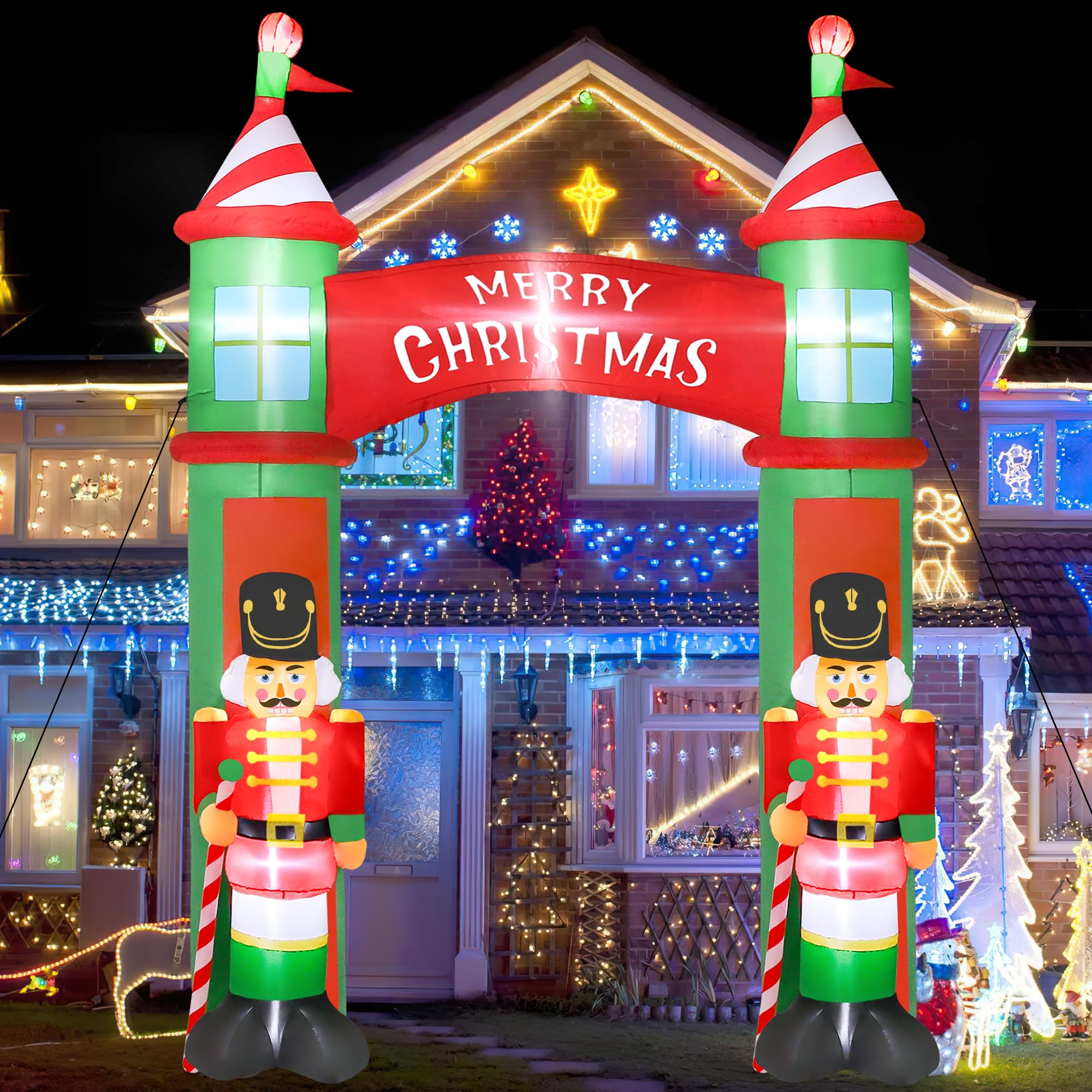Melisheer front view of nutcracker castle archway showing festive entrance benefit