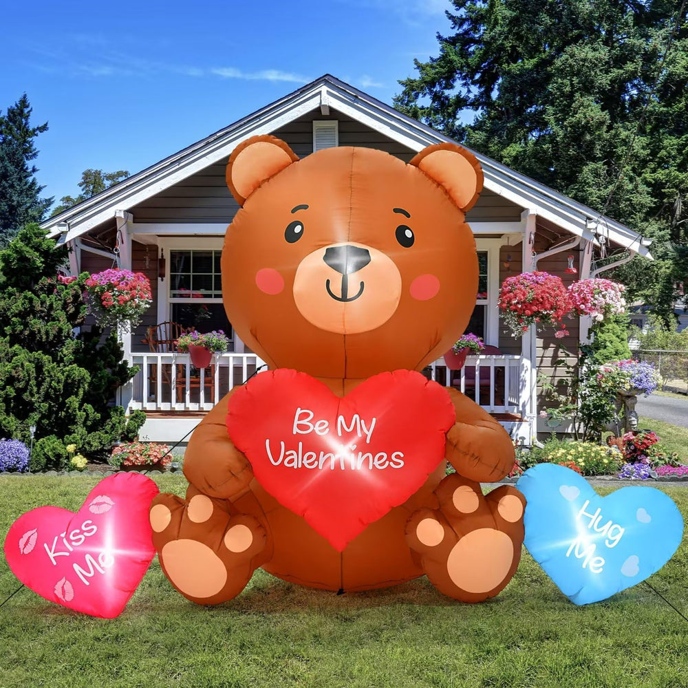 Melisheer front view of sitting bear inflatable showing romantic curb appeal