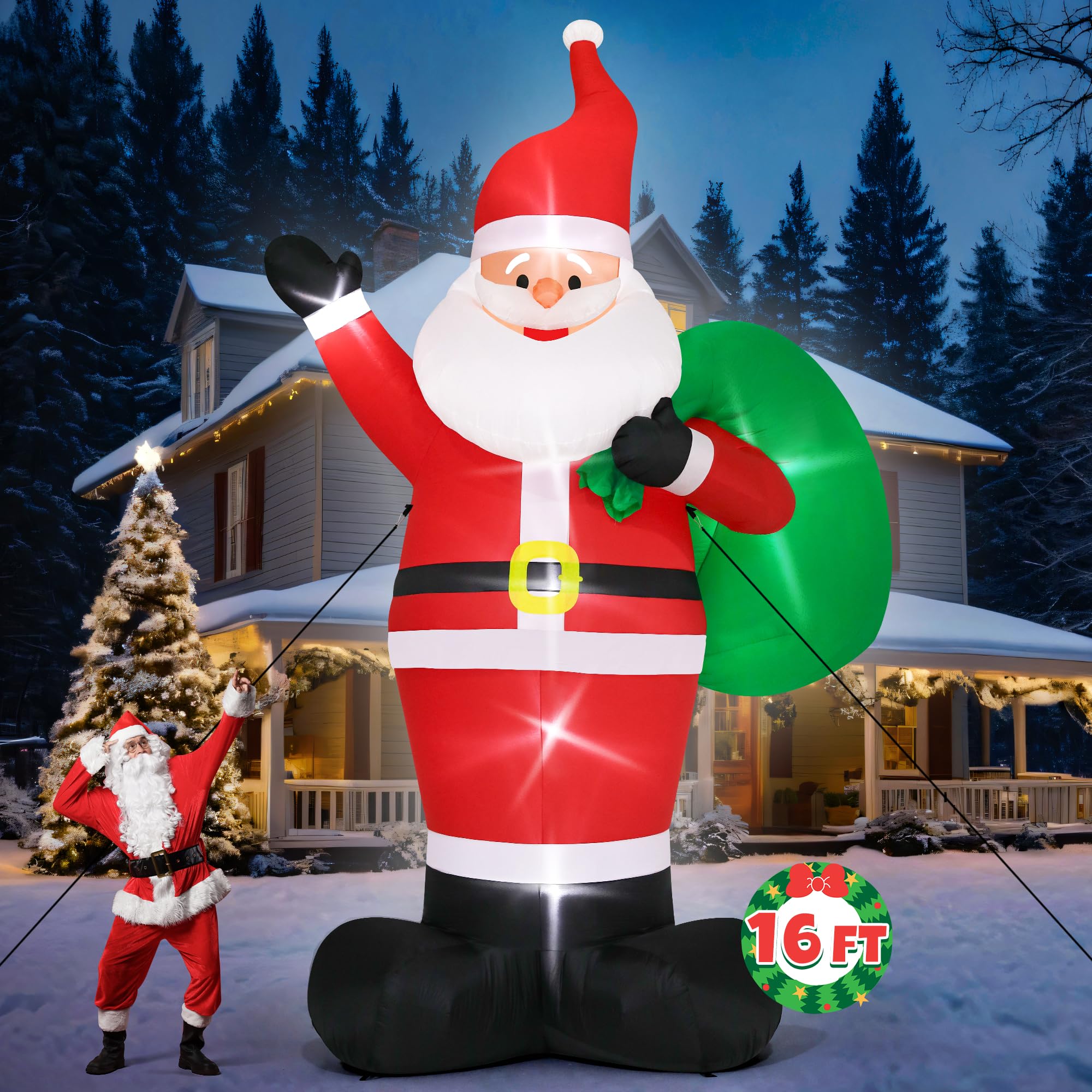 Melisheer giant Santa front view showing festive presence and curb appeal
