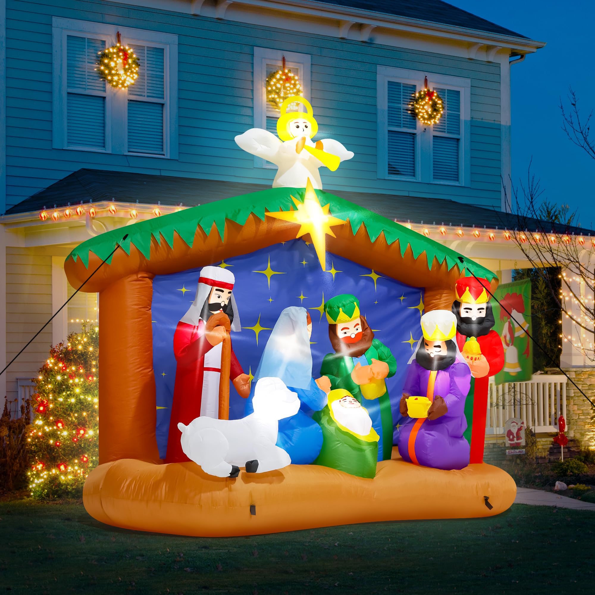 Melisheer secured inflatable with stakes and ropes for stable outdoor use