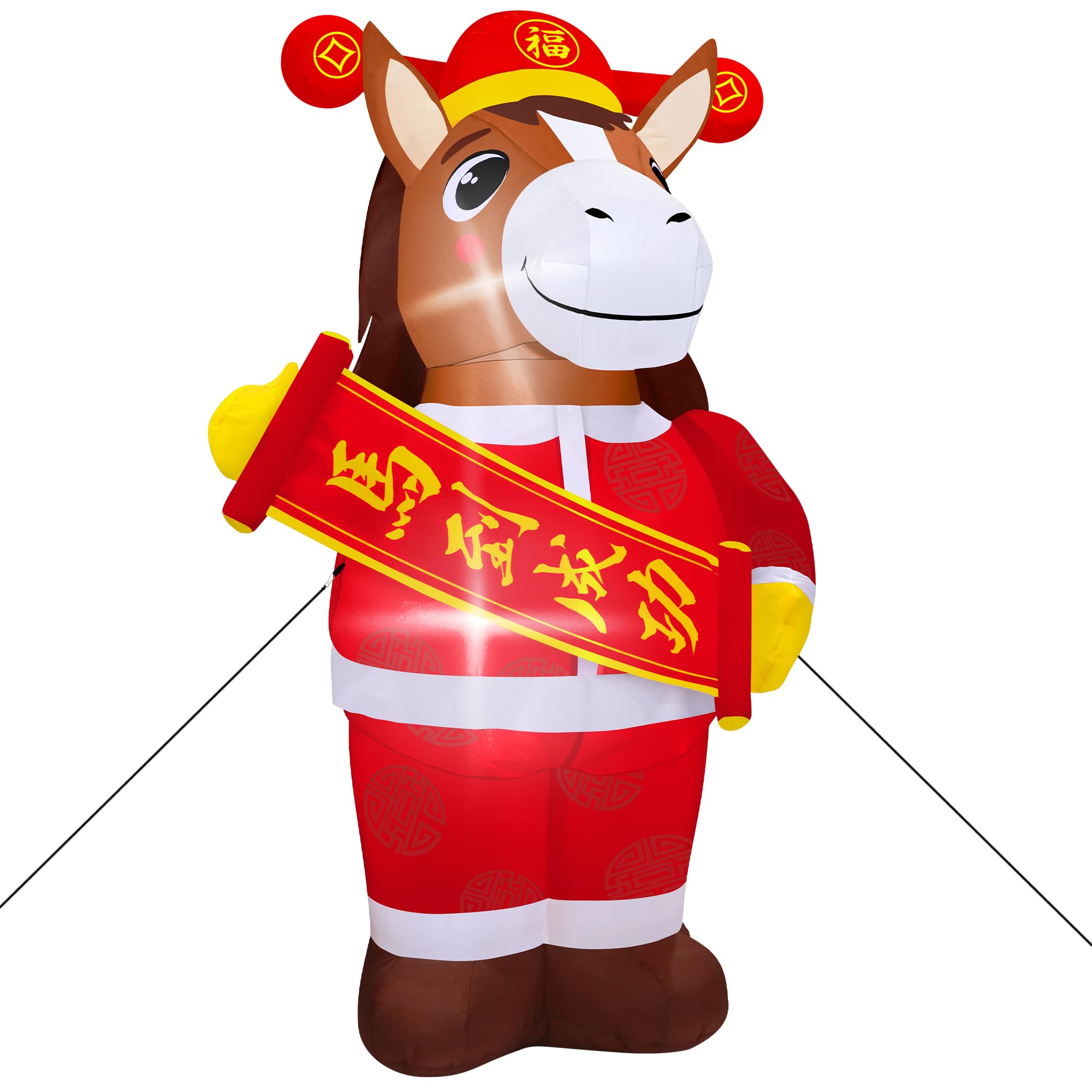 Melisheer horse on a porch styled for Lunar New Year to boost festive charm