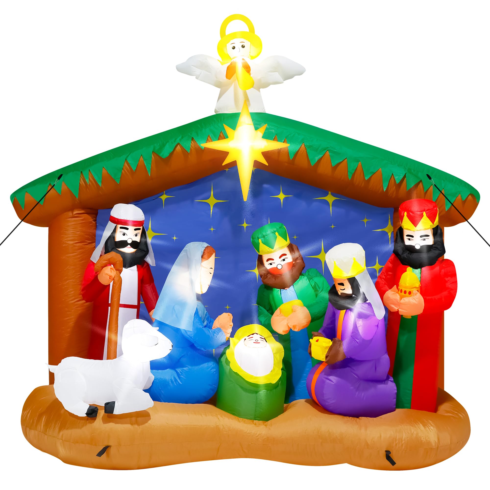 Melisheer Nativity in a family yard setting creating festive holiday atmosphere