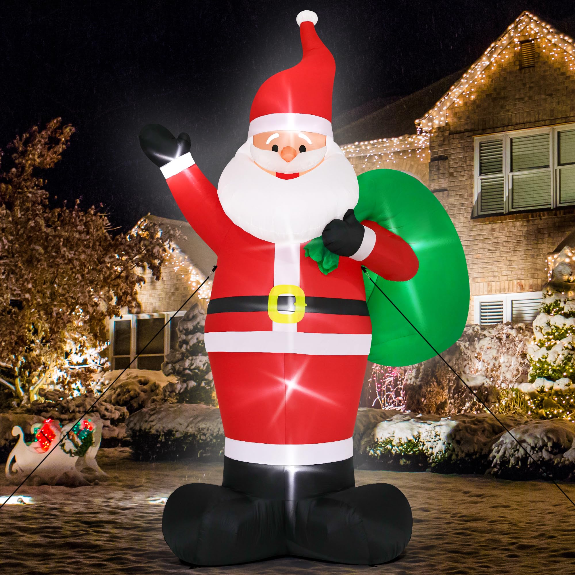 Melisheer Santa in family lawn display creating joyful seasonal atmosphere
