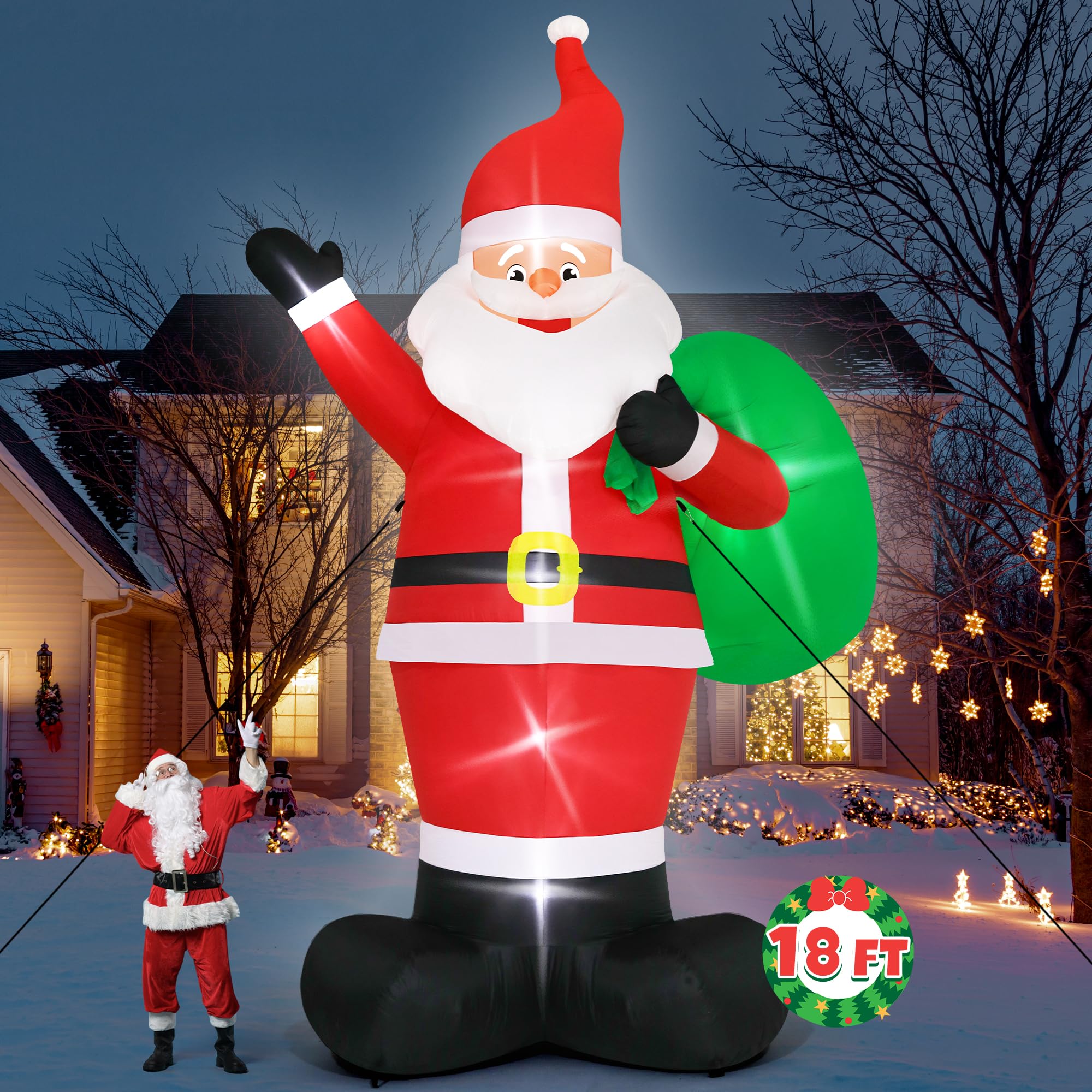 Melisheer Santa front view showing bold height and holiday curb appeal