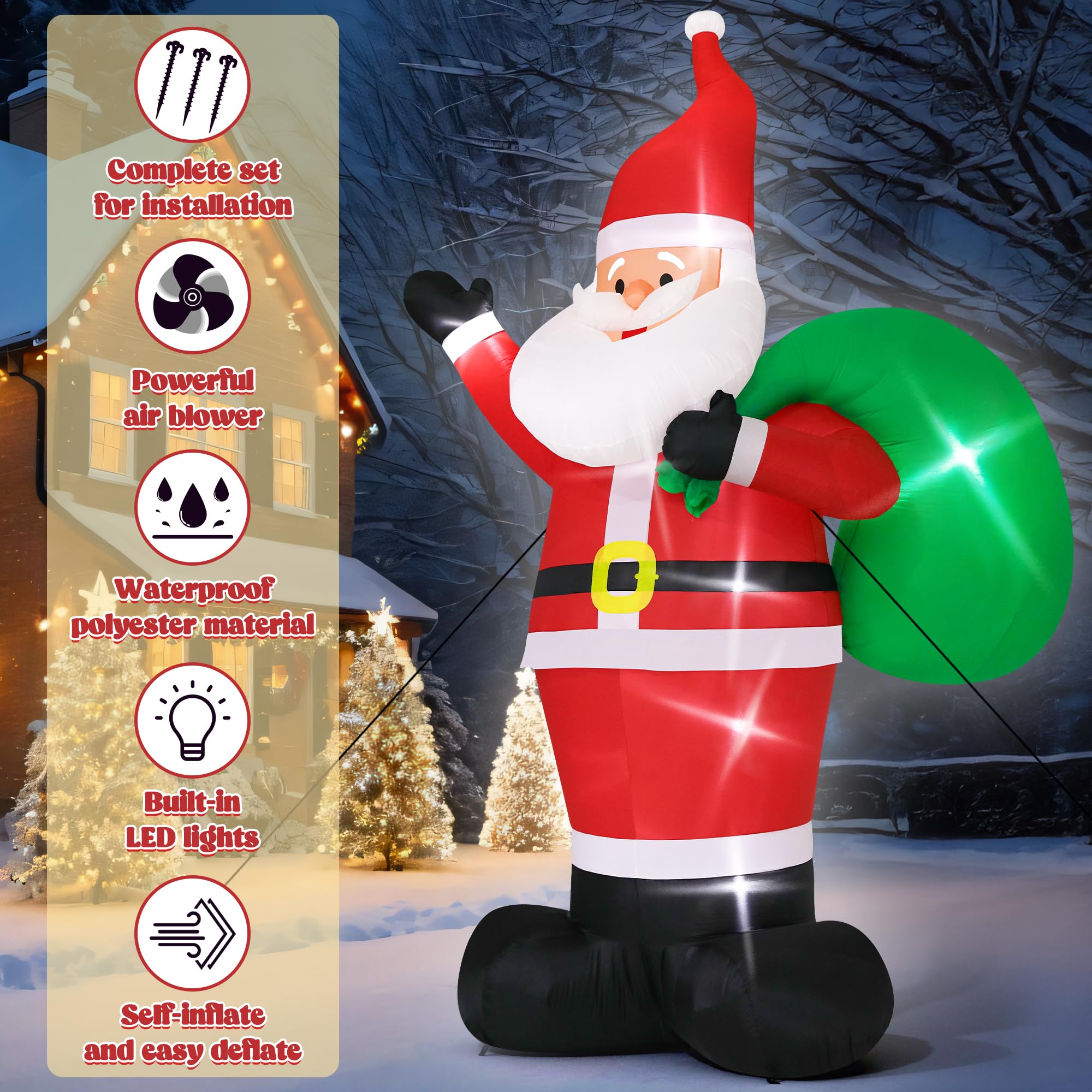 Melisheer Santa secured with ropes and stakes for stable anchoring