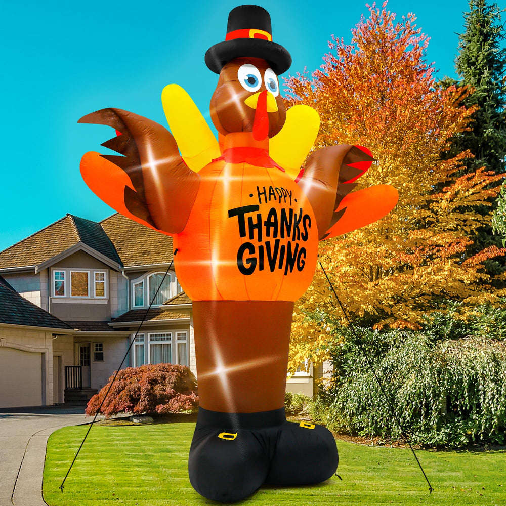 Melisheer turkey in family yard creating warm festive gathering atmosphere