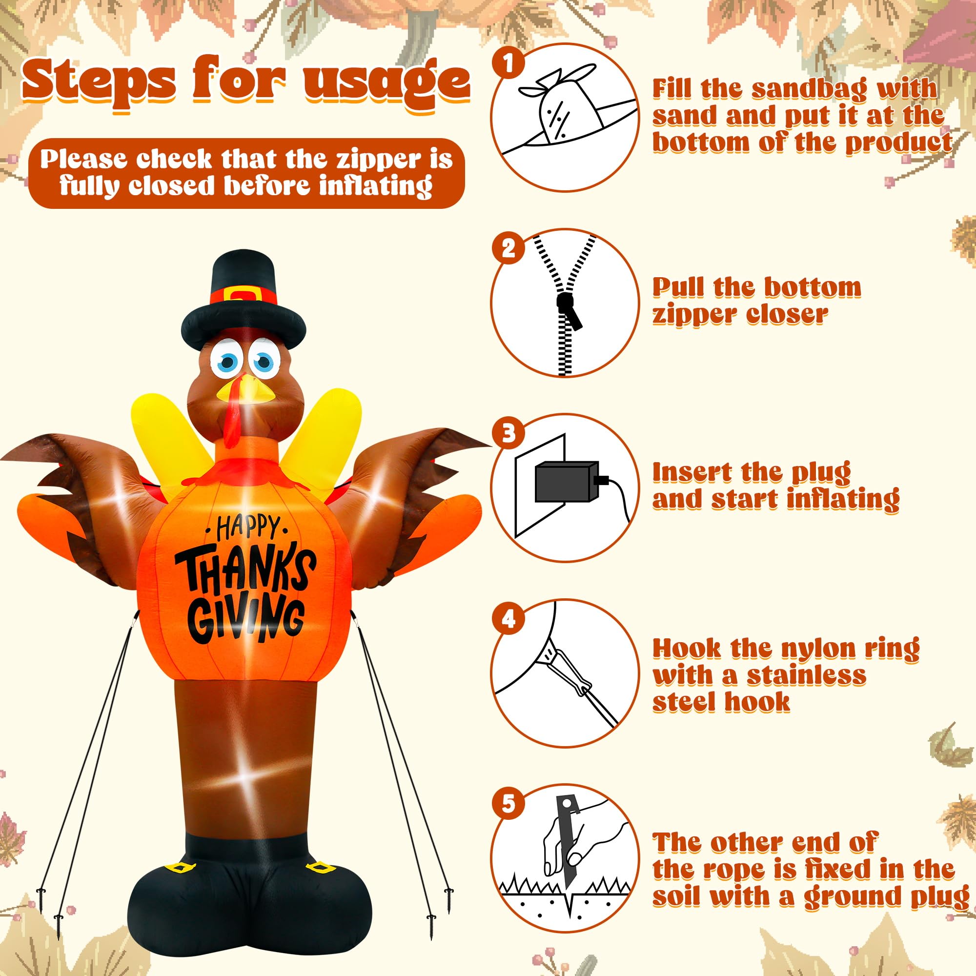 Melisheer turkey setup kit with blower stakes ropes and sandbags