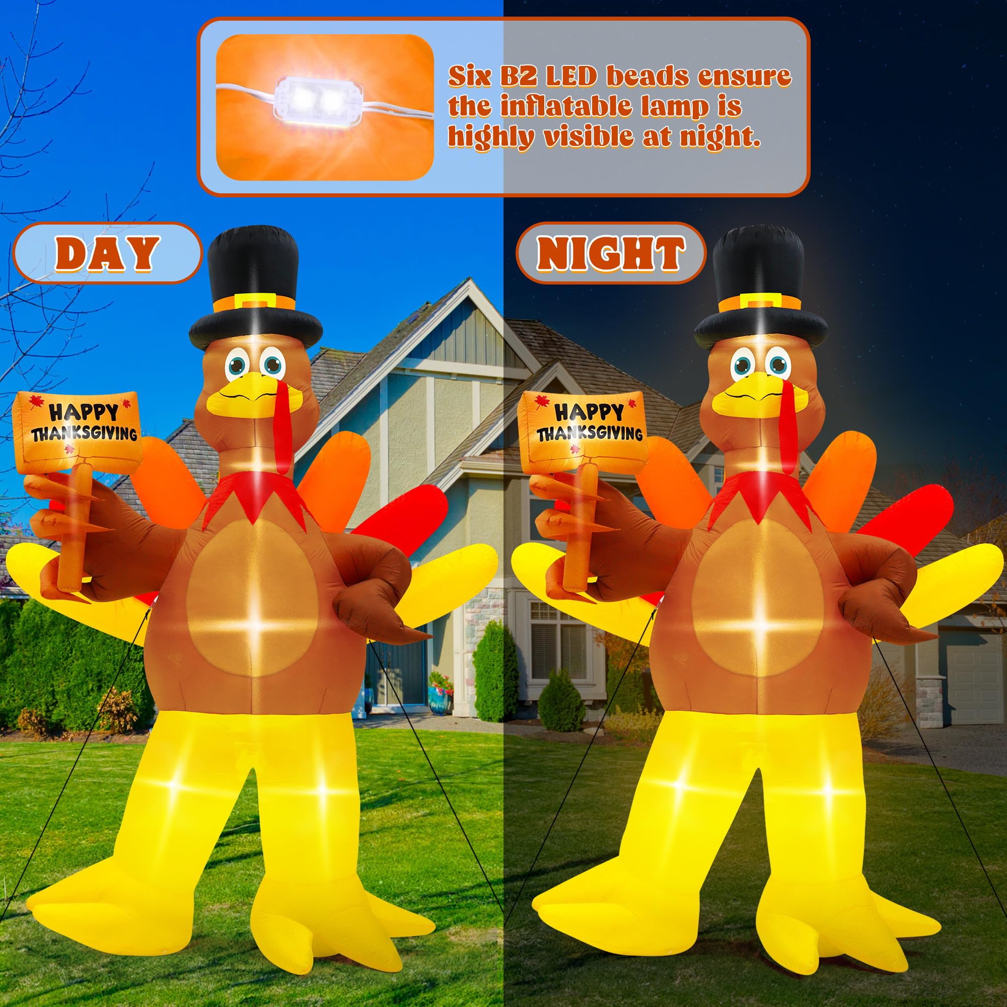Melisheer turkey holding HAPPY THANKSGIVING sign showing readable message