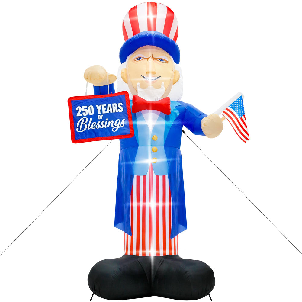 Melisheer yard scene with Uncle Sam creating festive patriotic ambiance