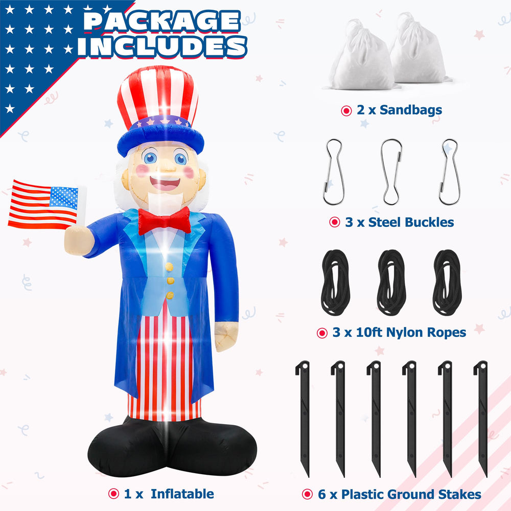 Melisheer Uncle Sam glowing at night with LEDs for bright evening visibility