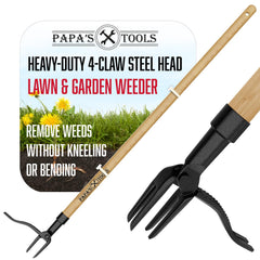 MELISSA AND HARRY front view of Papa's Tools weeder showing full length and ready-to-use benefit
