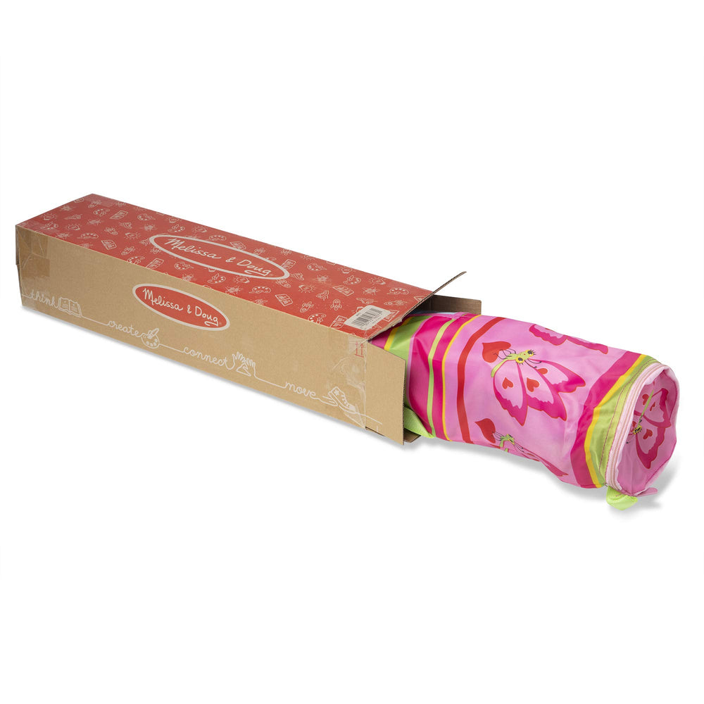 Detail of Melissa & Doug Bella Butterfly seat fabric showing water-resistant texture for easy cleaning