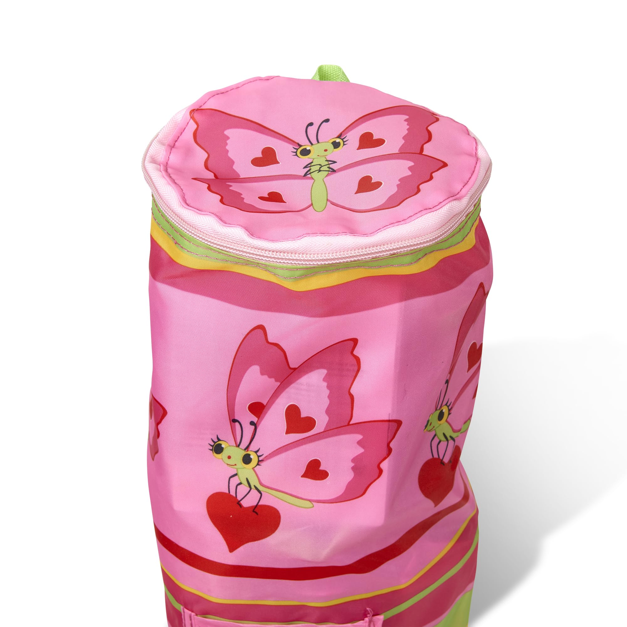 Melissa & Doug Bella Butterfly chair next to toy to show child-size scale and practical portability