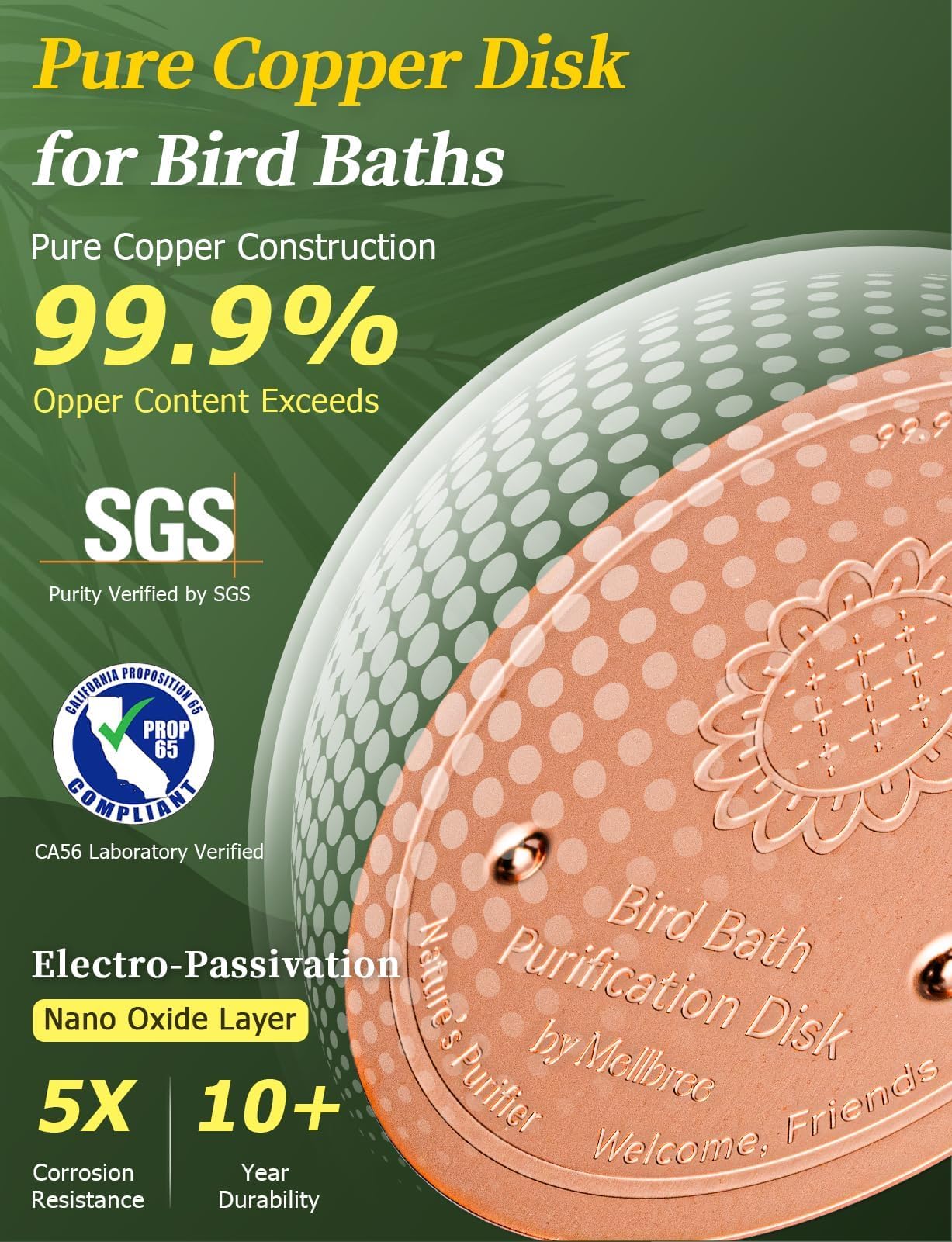Mellbree disc placed in stone bird bath, helps reduce visible algae buildup