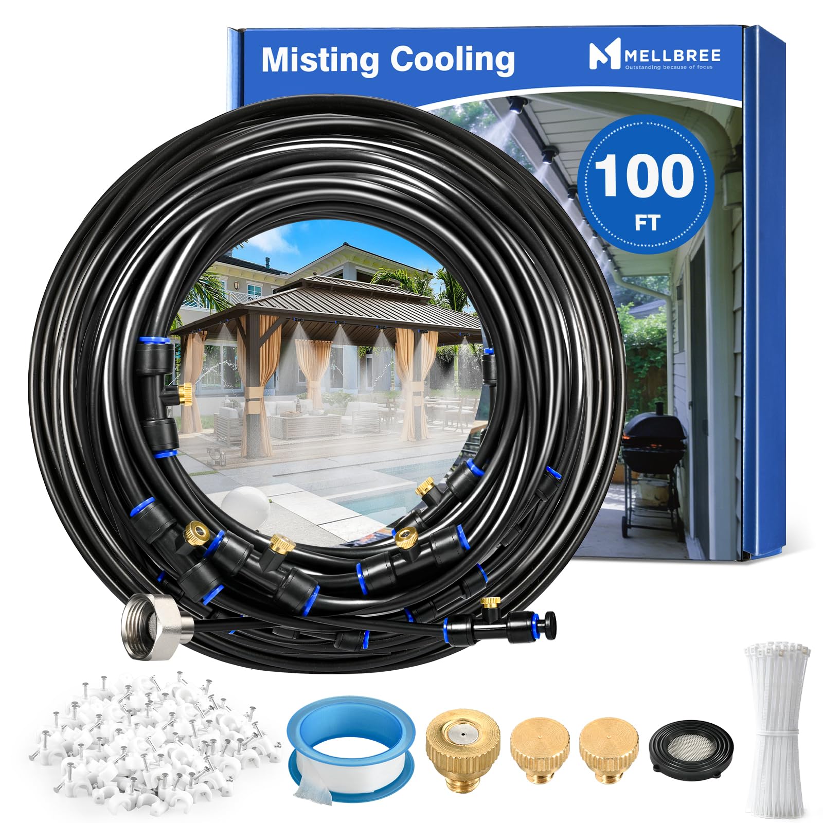 Mellbree front packaging showing pre-assembled kit and components for quick setup