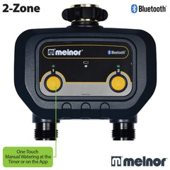 Melnor app screen setup displaying schedule options and start times for convenience