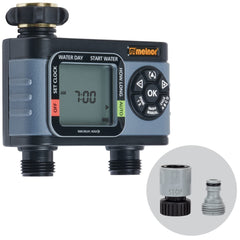 Melnor HydroLogic front view showing dual valves and compact body for versatile watering