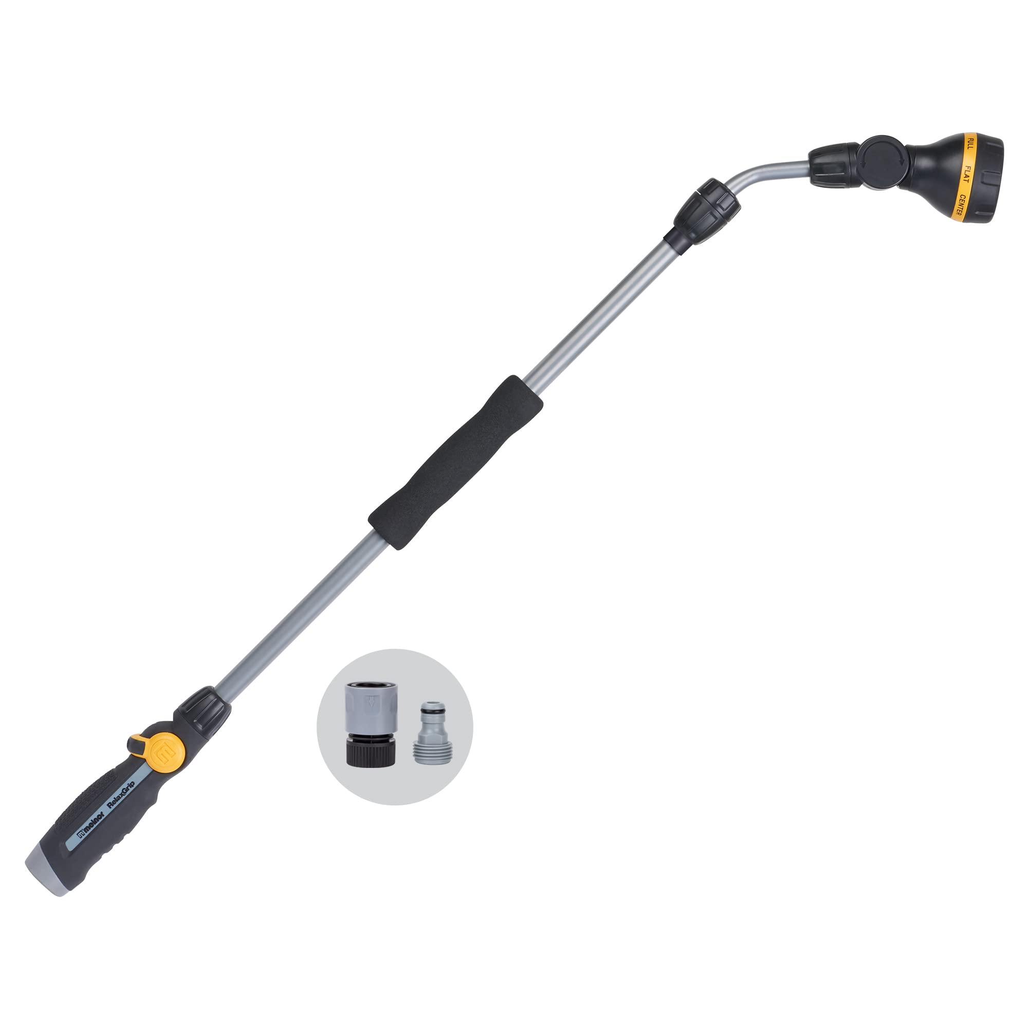 Melnor RelaxGrip wand front view showing ergonomic handle and controls, comfortable grip benefit
