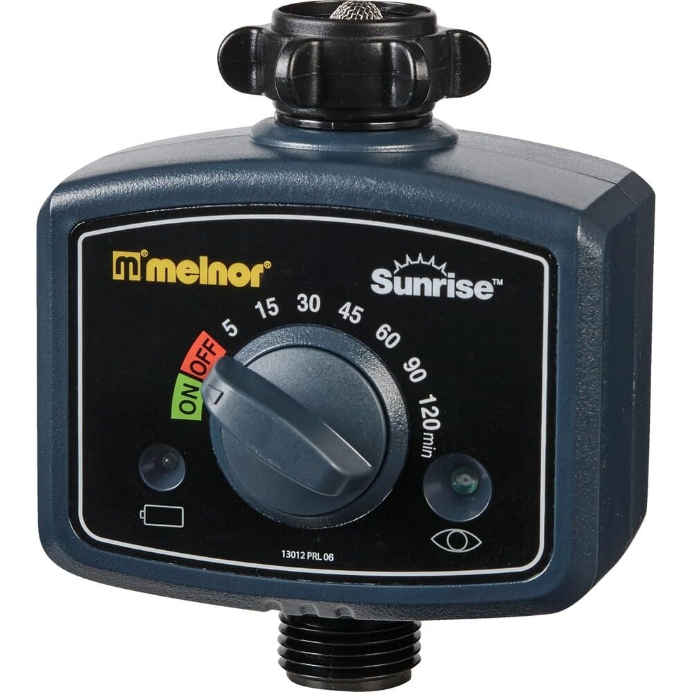 Melnor Sunrise dial detail showing runtime knob for simple time control