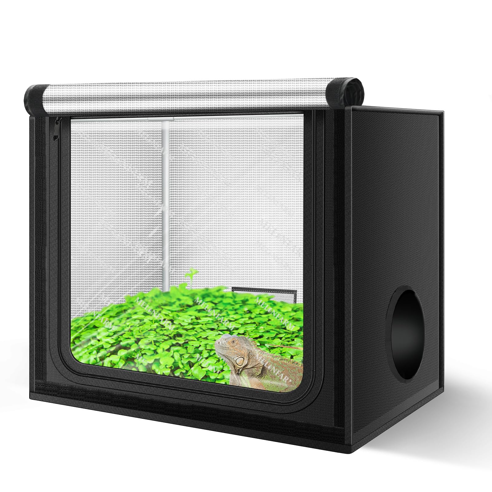 MELONFARM closeup of double-layer viewing door for observation and privacy