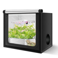 MELONFARM front view of closed grow tent showing compact footprint and light control