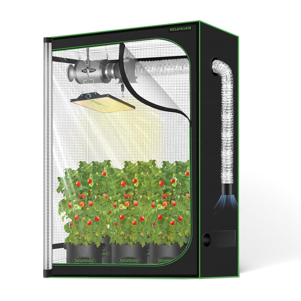 MELONFARM front view of grow tent showing closed doors and compact footprint for space saving