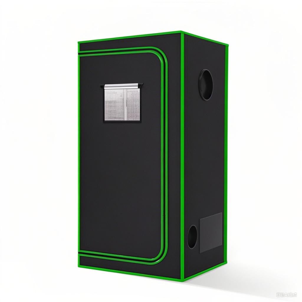 MELONFARM front view of 2x2 grow tent showing size and sealed door, protects plants
