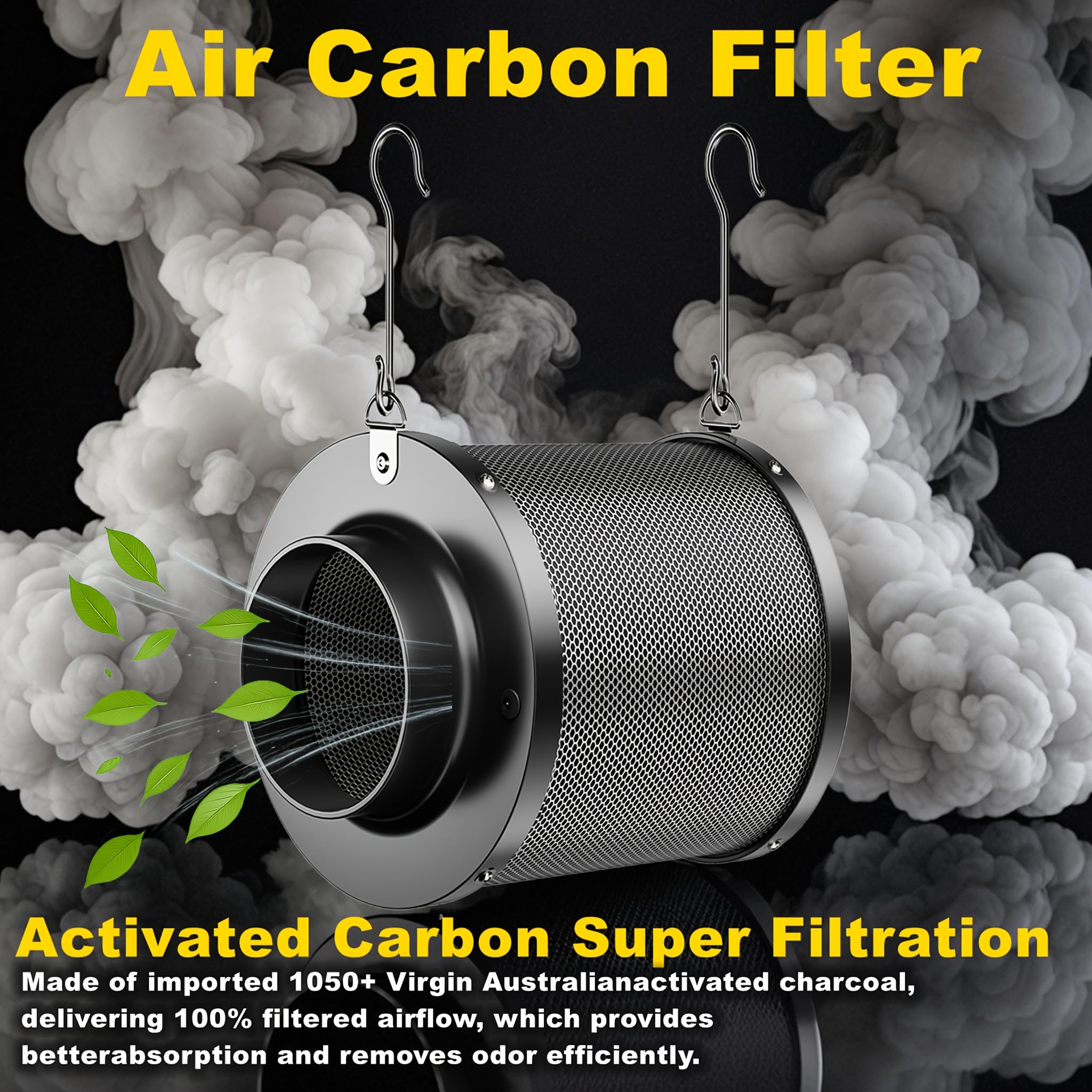 MELONFARM inline duct fan detail showing motor and deflector for steady airflow