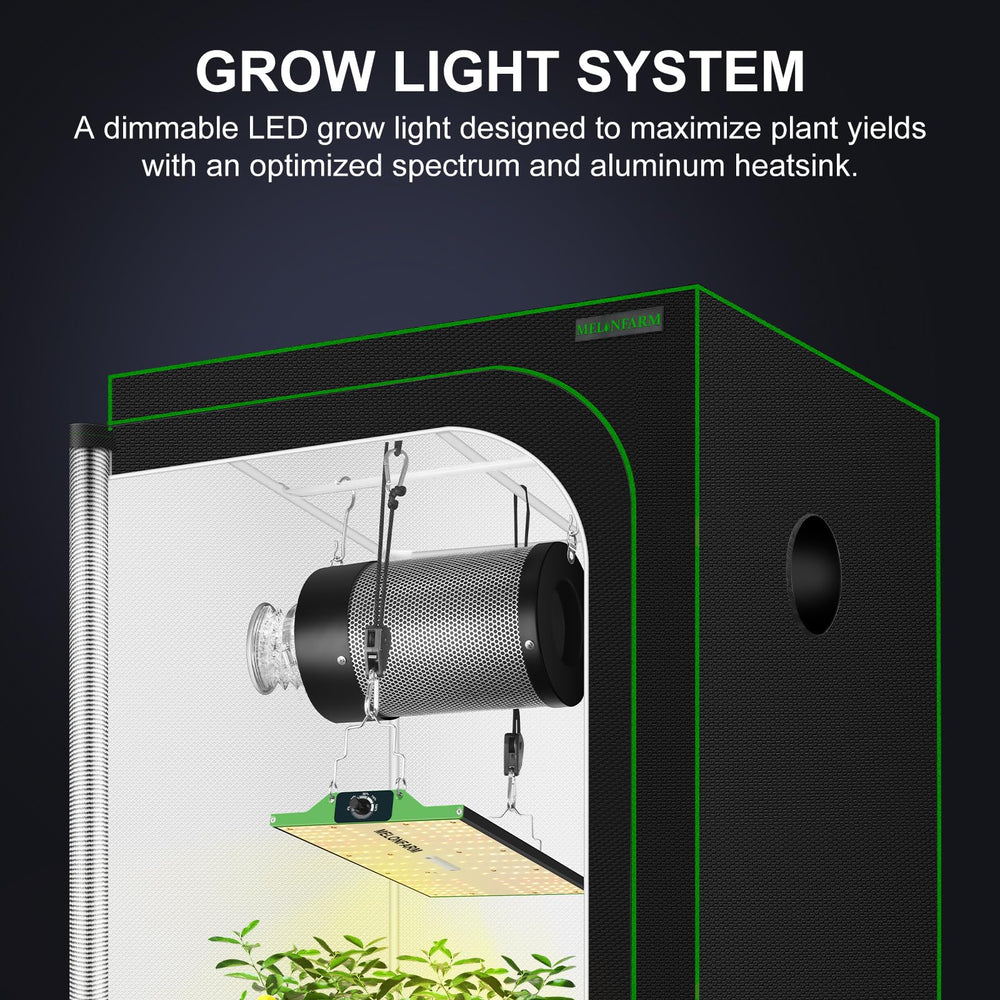 MELONFARM interior setup with plants demonstrating usable grow area