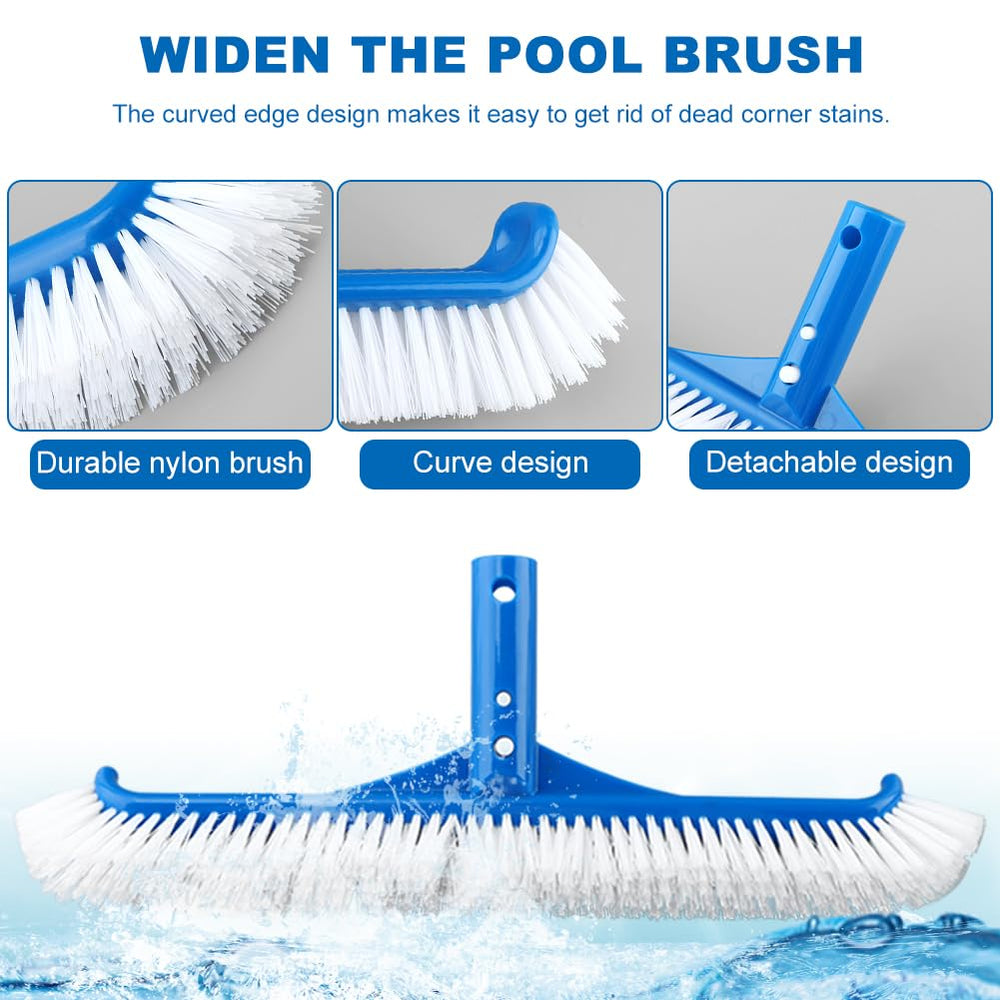 Melunira wide brush in action scrubbing pool walls for cleaner finish