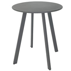 Meluvici front view of grey outdoor side table showing clean modern design and stability