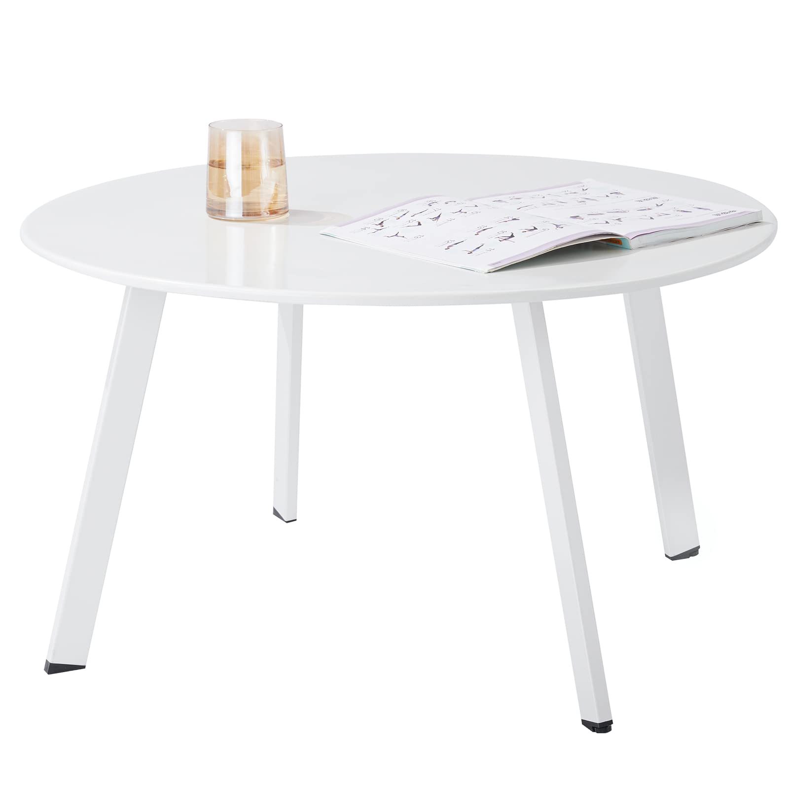 Meluvici front view of white patio table showing minimalist silhouette and durable finish