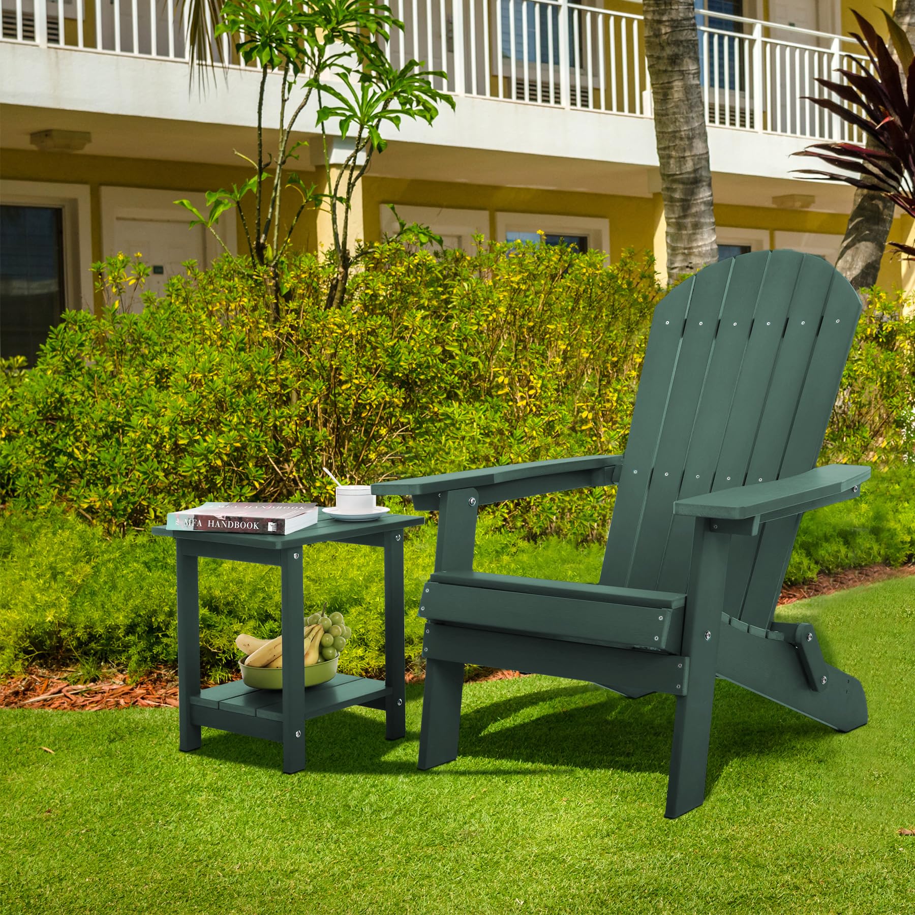 Meluvici table on patio evening setting creating welcoming outdoor ambiance