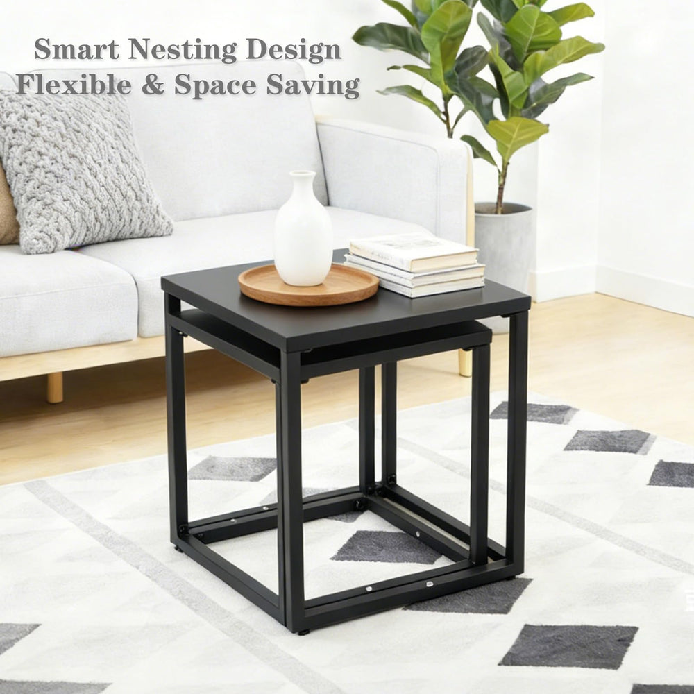 Meluvici tables nested together demonstrating space-saving storage for balconies