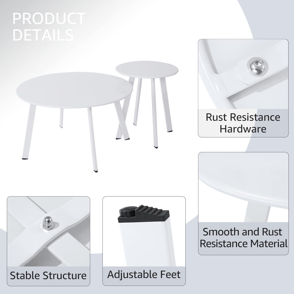 Meluvici nesting tables separated on patio providing flexible surface benefit