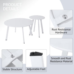 Meluvici nesting tables separated on patio providing flexible surface benefit