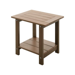 Meluvici rectangular front view showing teak-look finish and two-tier convenience