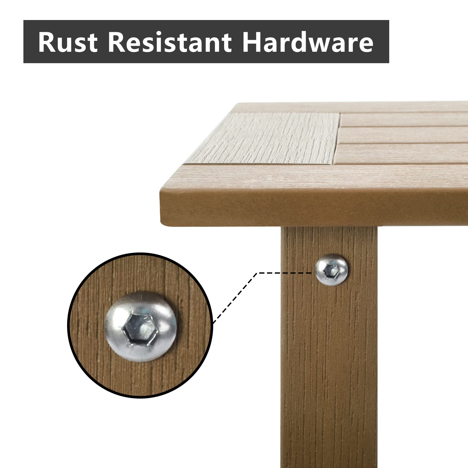 Meluvici side table beside Adirondack chair illustrating proper size and scale