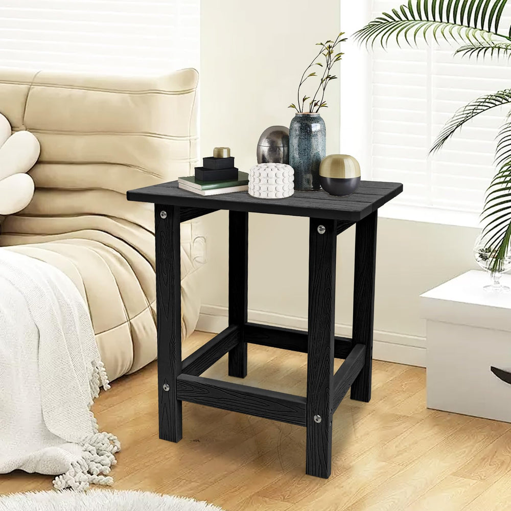 Meluvici side table indoors by a sofa showing versatile porch-to-indoor functionality