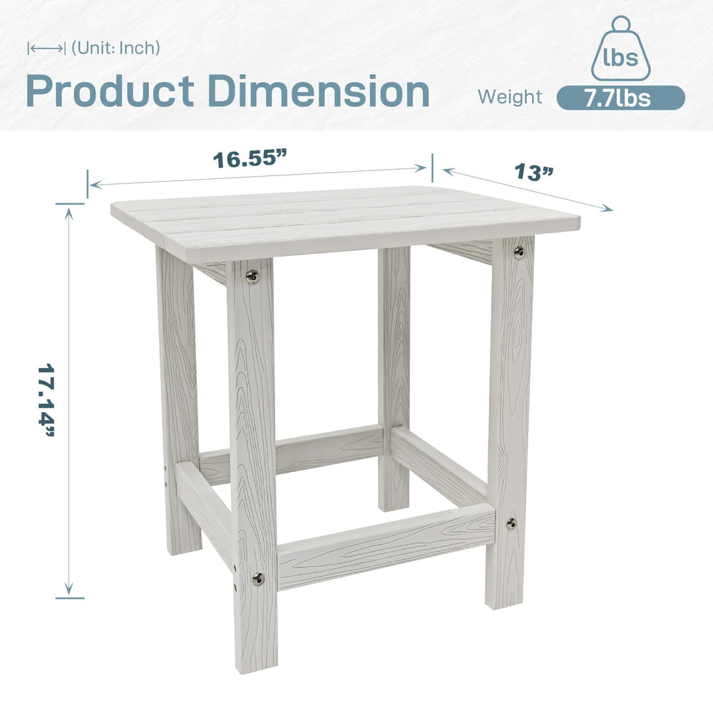 Meluvici table next to tape measure showing scale and strong 300lb capacity benefit