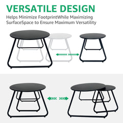 Meluvici small table top closeup highlighting smooth powder-coated surface