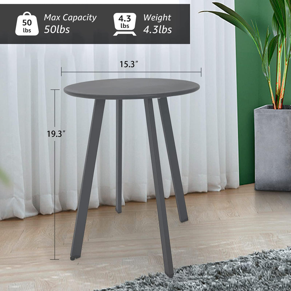 Meluvici top view with drink and plant showing sturdy surface for everyday use